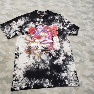 Hypland Shirt Mens Small Black Anime Short Sleeve Tie Dye Yoko Kurama Heavy